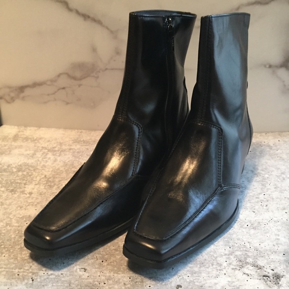 Paul Green Dario Black Leather Booties Size 6 - Picture 3 of 8